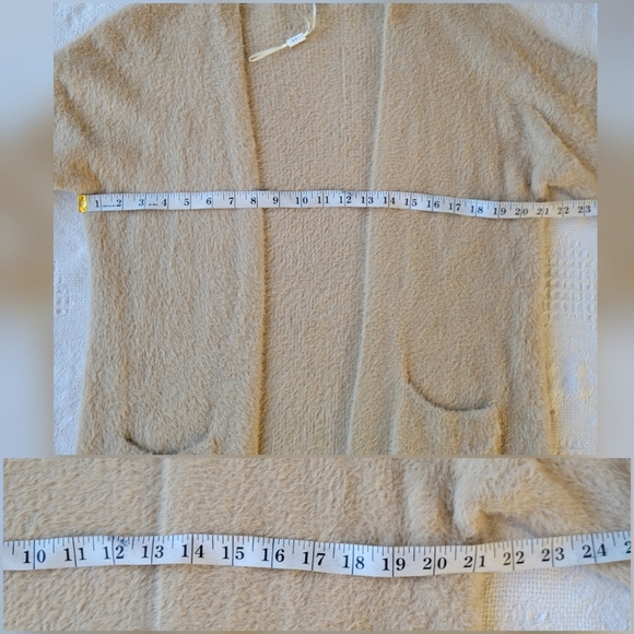 Sioni Long Sleeve Full coverage Soft and Fuzzy Open front Cardigan- Cream beige - Picture 7 of 9